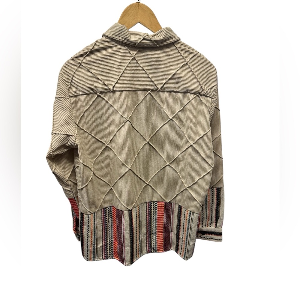 Sacred Threads Tan and Multicolor Patchwork Jacke… - image 3